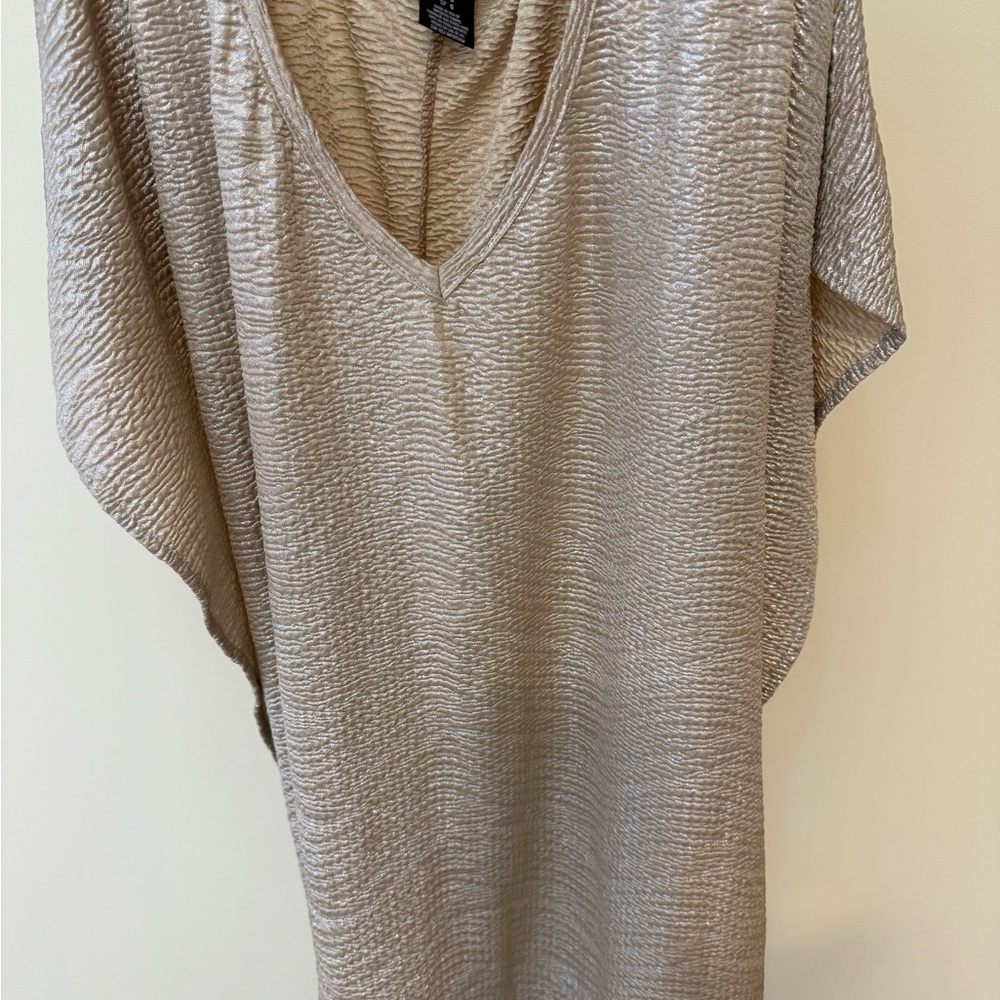 Gold Textured V-Neck Top